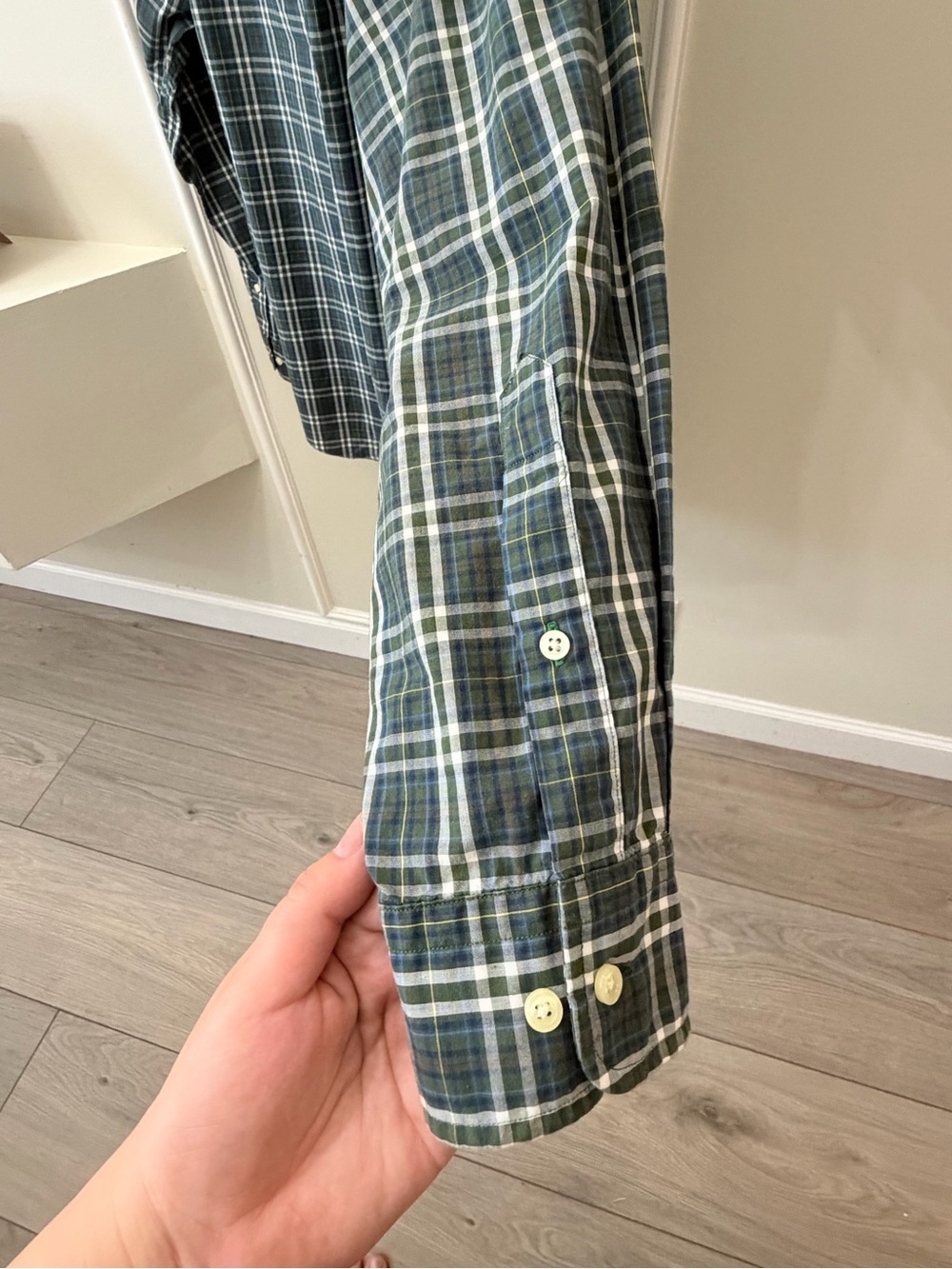 Tommy Hilfiger Dark Teal and White Plaid Button-Down Shirt - Picture 6 of 8